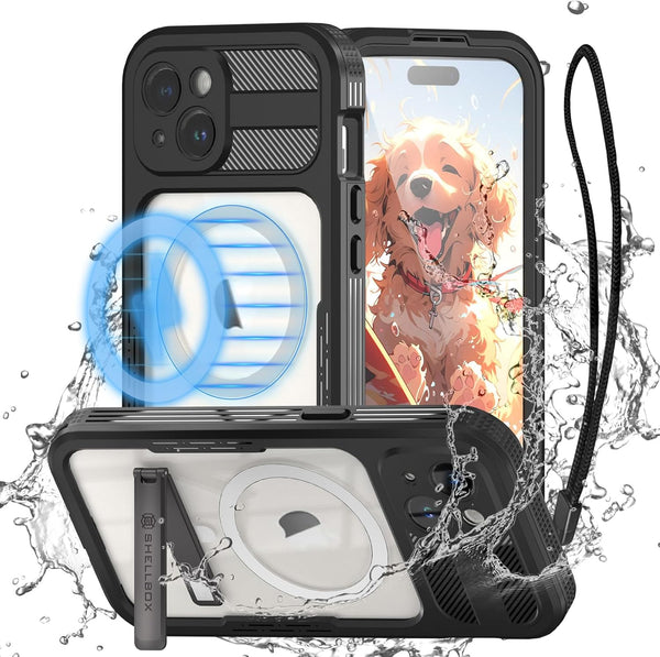 for iPhone 15 Case, IP68 Full-Body Rugged Waterproof Shockproof Protective Cover, Built-in 6H Screen Protector,