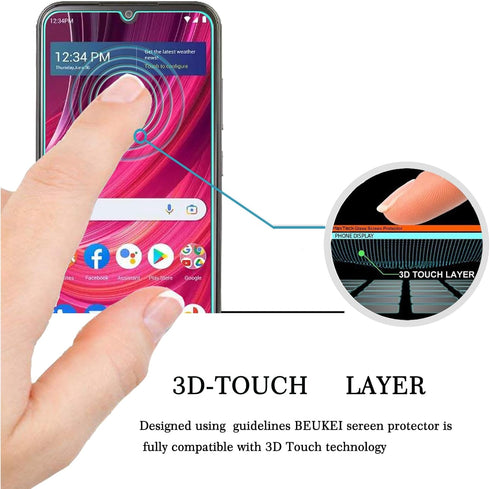 beukei (3 Pack) Compatible for BLU View 4 (B135DL) Screen Protector Tempered Glass,Touch Sensitive,Case Friendly, 9H Hardness