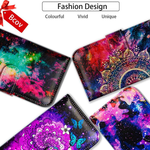 Case for Pixel 6 Pro, Colorful Dragonfly Leather Flip Wallet Cover with Card Slot and Kickstand
