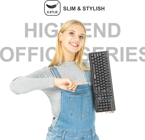 Hofotek Wired Computer Keyboard, Full Size USB Quiet Keyboard with Number Pad,Slim Compact Soft Basic Laptop Keyboard
