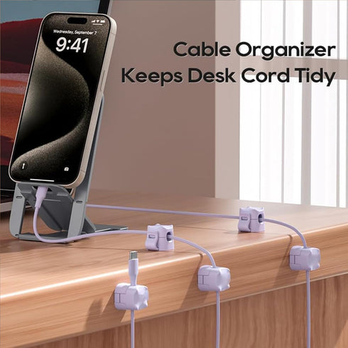 6 Pack JIYHF Cable Clips - Adhesive Cord Organizer for Home Office Desk, Phone, Car, Wall, Desktop, Nightstand - Cable