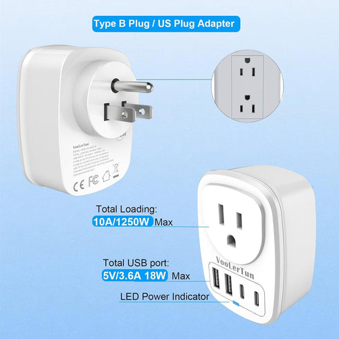 VooLerTun 2 Pack Outlet with USB Ports Cruise Approved Power Strip Wall Outlet Extender Splitter, USB Outlet Plug