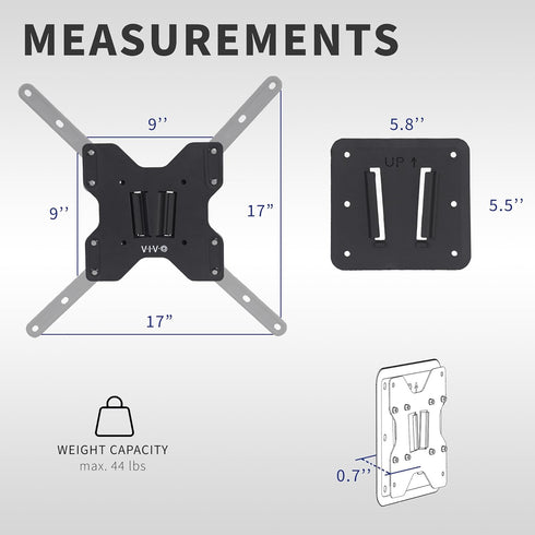 VIVO RV Large TV Mount, Max VESA 400x400, Holds up to 44 lbs, Plastic Polymer Wall Plate for Camping, Black