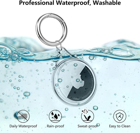 Waterproof Airtag Holder Case, Soft TPU Full Protective Anti-Scratch AirTag Keychain for Luggage, Keys, Cat & Dog