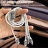 Bling Dual USB Car Charger with 3-in-1 Fast Charging Cable, Dual Port Adapter with Rhinestones (Purple)