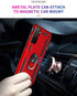 Military Grade Shockproof Case for Samsung Galaxy S21 FE, Red with 360 Metal Rotating Ring Kickstand Holder