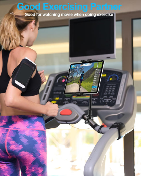woleyi Gooseneck Spin Bike Tablet Mount, Indoor Exercise Bicycle Tablet Holder for iPad Pro 12.9/Air/Mini