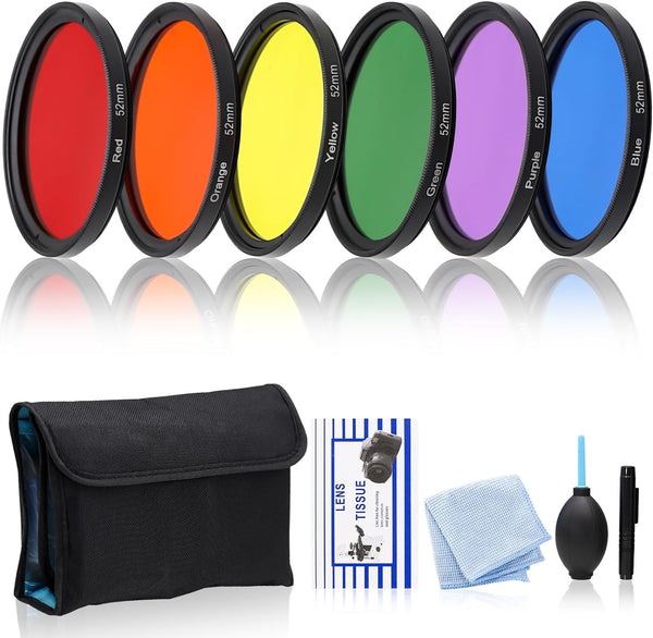 CASYDYEN 6-Piece Full Color Lens Filter Kit 52 mm for DSLR Cameras Includes