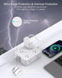 Surge Protector Power Strip, 15 Ft Long Cord with 8 Outlets and 4 USB Ports, Flat Plug for Home Office
