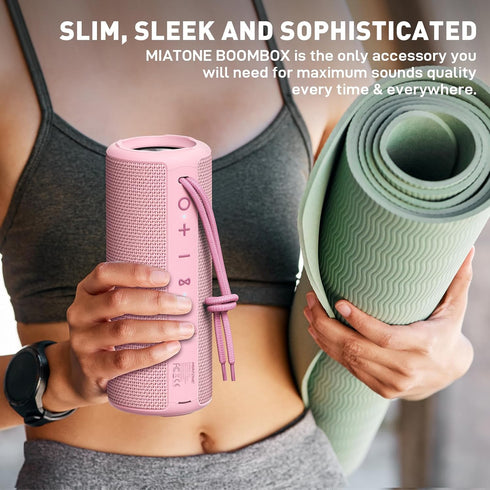 MIATONE Outdoor Portable Bluetooth Speakers, Wireless Speaker Waterproof - Pink