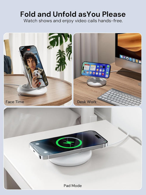 PowerLot Wireless Charger, 15W Fast Qi2-Certified Charging Station for iPhone 16/15/14/13/12, 20W PD Charger