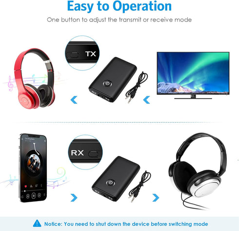 Aux Bluetooth Adapter for Car, Bluetooth 5.0 Transmitter Receiver, Portable Wireless Audio Receiver