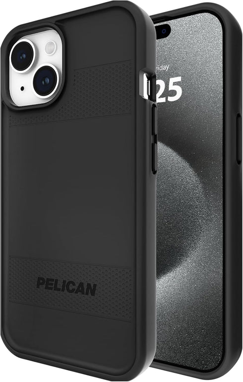 Pelican Protector Series iPhone 15 Case, 6.1" Black Magnetic Phone Case with Anti-Scratch Technology and Drop Protection