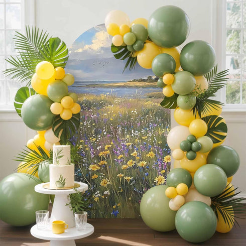 Jnbasdffb 6.6 Spring Floral Wedding Arch Cover, Stretchy Spandex Arch Backdrop Stand Covers FT, Oil Painting Pastoral
