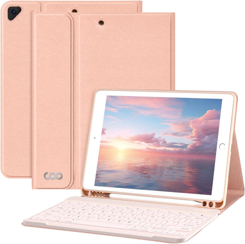 iPad 9th Gen 2021 Case with Keyboard, Detachable Wireless Bluetooth Keyboard with Pencil Holder for iPad 10.2