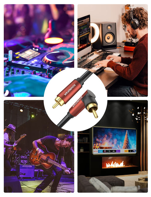 90 Degree RCA Cable, Right Angle Subwoofer Cable, 24K Gold Plated, Dual Shielded - 3.3ft/1M