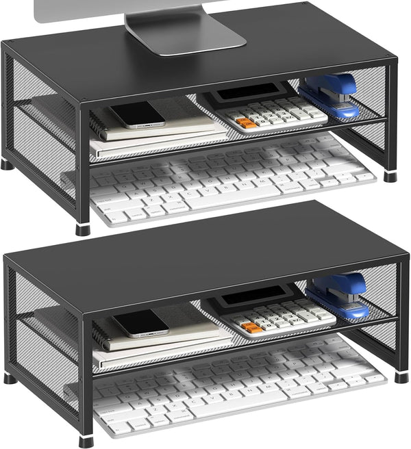 ECOLOVI 2-Tier Computer Monitor Stand Riser, Desk Organizer for Monitor, Printer &