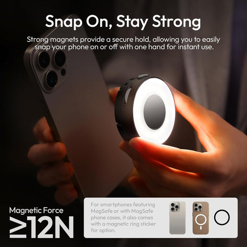 ULANZI ML05 9000K CRI97 360 Phone Light, Dual-Sided Magnetic Cell Phone Selfie Lights for iPhone/Android, Smartphone
