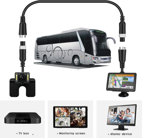 EKYLIN 16FT 5M Waterproof 4-Pin Car Video Extension Cable for CCTV Rearview Camera Truck Trailer