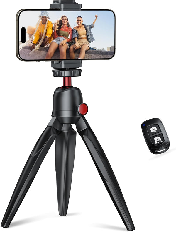 Fuloview Phone Tripod with Wireless Remote, Mini Stand Compatible with Cell Phones, Cameras