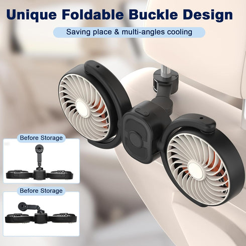 5V/2A 3 360 Hayousui Backseat Car Fan for Kids: Battery & USB Powered Rear Seat Car Cooling Fans, Speed Independent