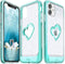 VENA vLove Teal Glitter Clear Case, Compatible with Apple iPhone 11 (6.1"-inch 2019), Heart Shape Dual Layer
