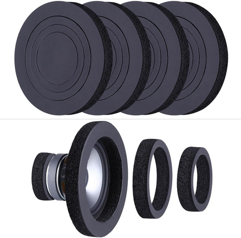 6.5" Foam Speaker Enhancer, 4PCS Self Adhesive Fast Rings, Universal High Rebound Sponge Bass Blocker Kit