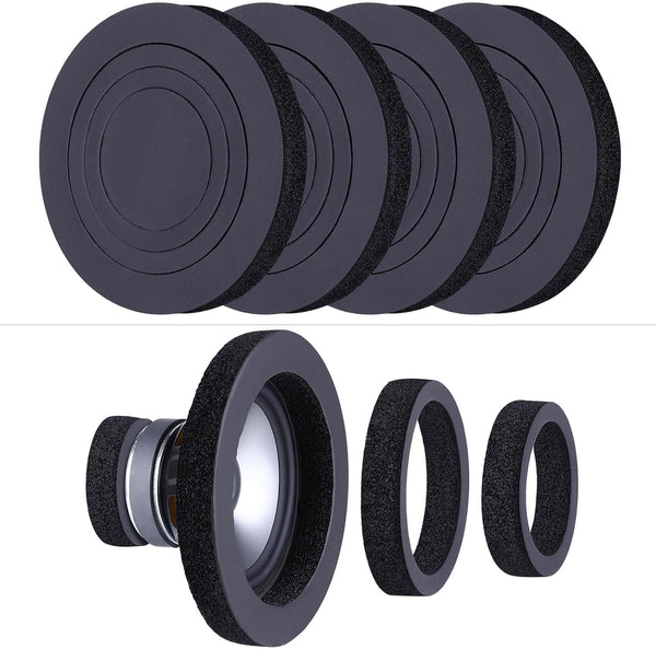 6.5" Foam Speaker Enhancer, 4PCS Self Adhesive Fast Rings, Universal High Rebound Sponge Bass Blocker Kit