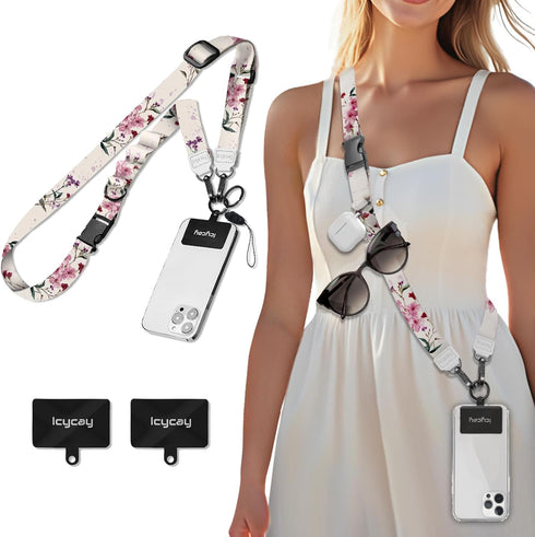 Icycay Phone Lanyard Crossbody, Bloom Floral Cell Phone Strap for Around The