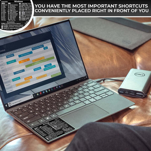 Synerlogic Windows PC Reference Keyboard Shortcut Sticker, Vinyl, No-Residue Adhesive for PC Laptop or Desktop