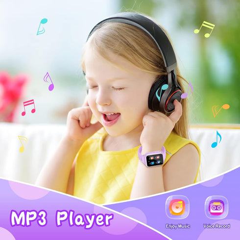 Smart Watch for Kids, Gift for Girls Age 6-12, 24 Puzzle Games, HD Touchscreen, MP3 Music, Video, Pedometer, Flashlight