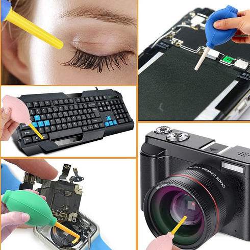 6 Pcs Hand Held Cleaning Tools for Cameras, Watch, Cell Phone, Lenses - Silicone Air Blower for Dust Removal, Ink