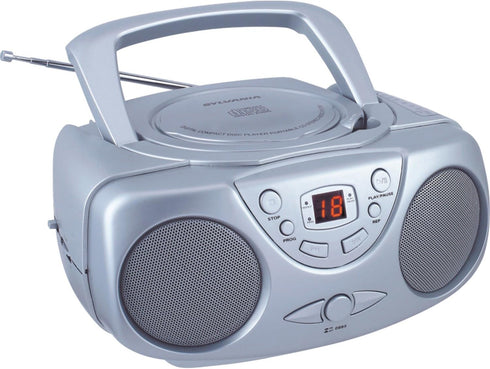 Portable CD Player Proscan with AM/FM Radio, Boombox (Silver)