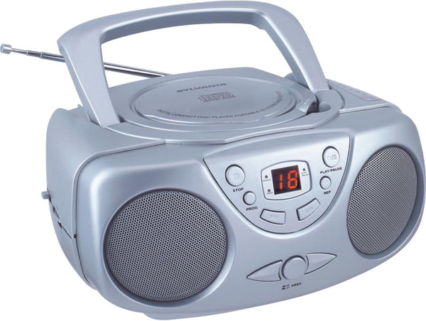 Portable CD Player Proscan with AM/FM Radio, Boombox (Silver)