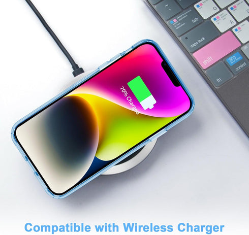 JJGoo Translucent Blue Clear Case for iPhone 14, Soft Shockproof Protective Slim Thin Phone Bumper Cover