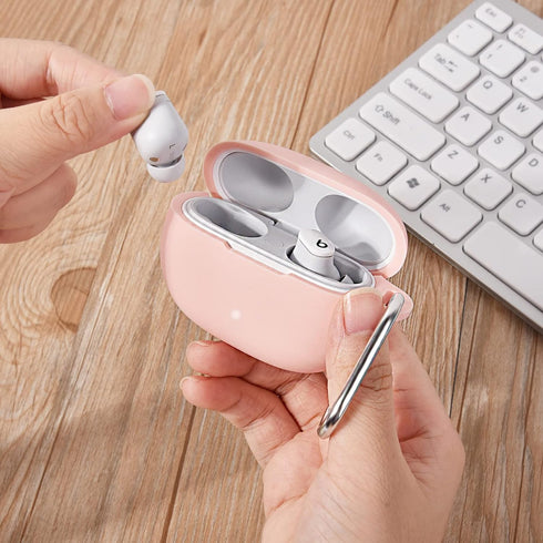 AIRSPO Silicone Case for Beats Studio Buds, Soft Protective Cover with Keychain, 2021, Pink