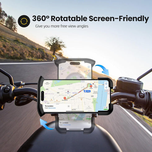 Bike Phone Holder, Motorcycle Phone Mount 360° Rotatable for iPhone 15 Pro Max/Plus, Galaxy S24 Ultra, 4.7"-7.3" Phones