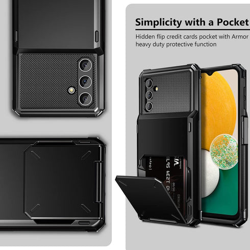 Vofolen Wallet Cover for Galaxy A13, 4-Card Holder ID Slot Scratch Resistant Dual Layer Hybrid Protective Armor Case