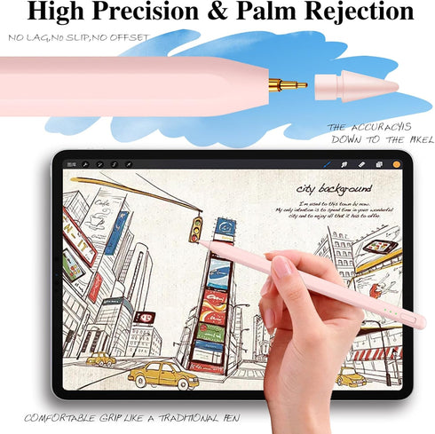 Stylus Pen for iPad 10&9th Gen, Faster Charge with Pencil Holder, Palm Rejection for iPad Pro and Air