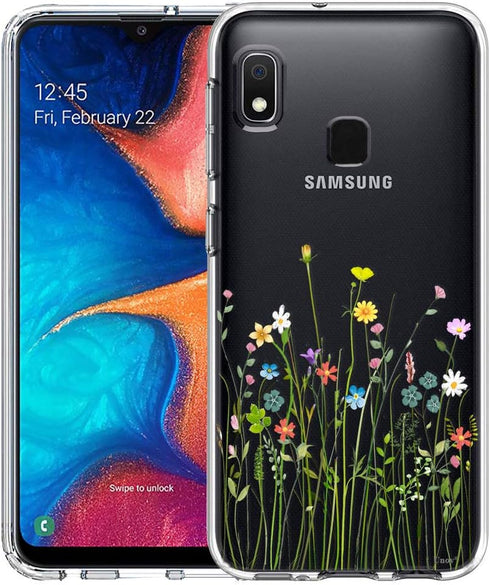Unov Case Compatible with Galaxy A10e and A20e, Clear Design Soft TPU Shock Absorption, Slim Embossed Pattern (Flower