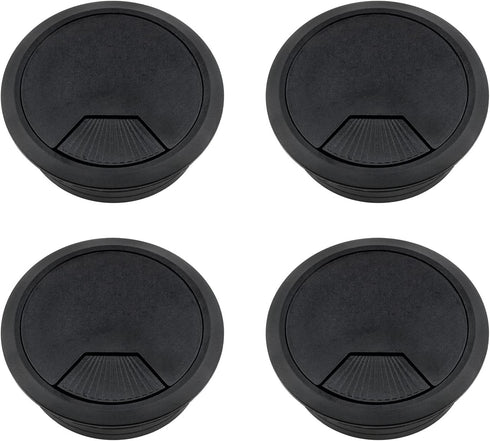 Lovelysp 2-3/8 inch Table Wire Cable Ring Hole Cover, 4PCS Black Plastic Organizer for Office PC Desk