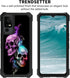 Rossy for TCL 40 XE 5G Phone Case for TCL 40XE 5G Case with Tempered Glass Screen Protector Soft TPU Hard PC Heavy Duty Shockproof Protective Cover with Skull Design Case for TCL 40 XE X 5G