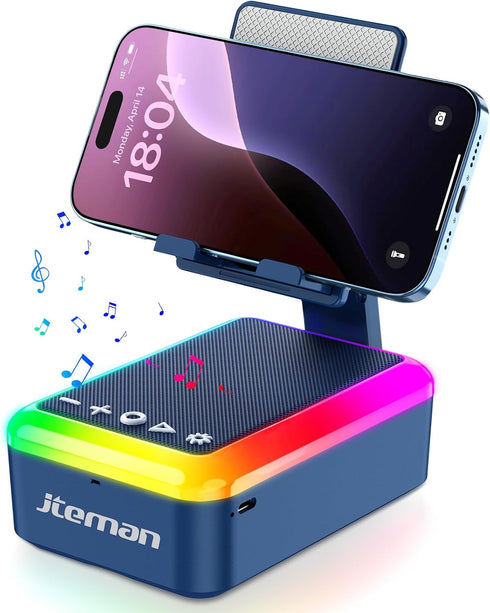 JTEMAN Gifts for Men Women Cell Phone Stand with Bluetooth Speaker and Light,