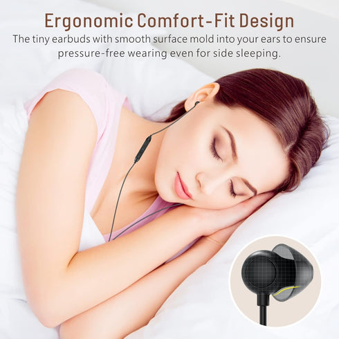 Hearprotek Sleep Earbuds, 2 Pairs Soft Comfortable in-Ear Earphones with mic-Low Profile Noise Reduction Headphones for Sleeping on Side, snoring, Yoga, Travel, Mediation & Relaxation