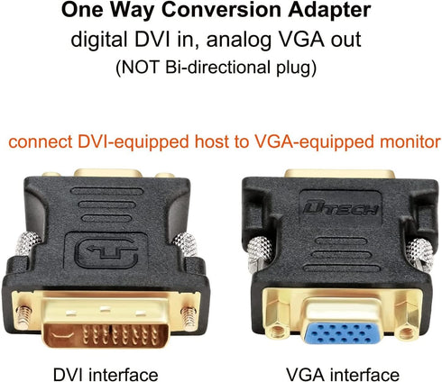 DTECH DVI to VGA Adapter, DVI-D Male to VGA Female Converter 1080P Video Connector
