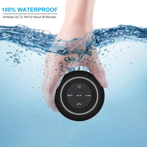 Bluetooth Waterproof Shower Speaker, Portable Wireless Speaker with Suction Cup, Small Speaker with Colorful Lights,