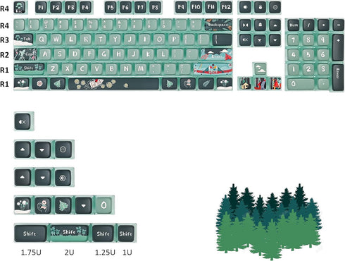 Green Pudding Keycaps PBT Translucent Keycap - 118 Key ASA Profile Keycaps 60 Percent Custom Keycap Set for Cherry