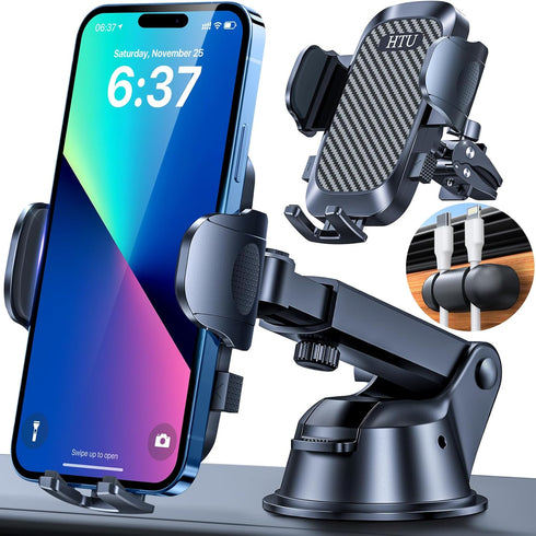 HTU 2024 Best Car Phone Holder Mount, Strongest Shockproof 5-in-1 Dashboard Stand for iPhone 16 15 Android