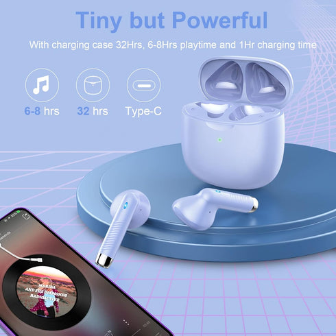 Wireless Earbuds, Bluetooth 5.3 Headphones in Ear with Noise Cancelling Mic, Stereo Bass, IP7 Waterproof Sports