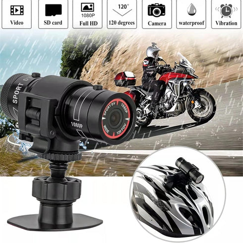 Motorcycle Helmet Camera, 1080p Sports Action Camera with 120° Wide Angle, Waterproof, 32G SD Card